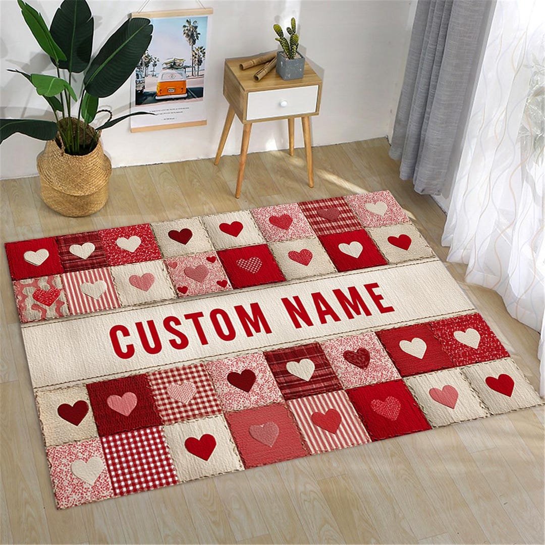 Customized Colorful Heart Pattern Area Rug, Valentine's Day Gift - Etsy