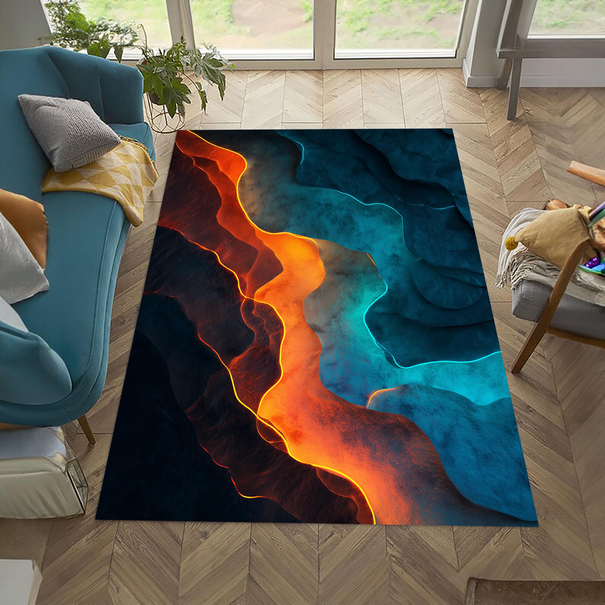 Fluid Neon Texture Rug, Blue Marble Rug, Marble Texture Rug, Marble Pattern Carpet, Marble Pattern Rug, Marble Carpet, Marble Rug