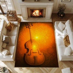Mandala Violin Carpet, Mandala Violin Rug, Violin Carpet, Violin Rug, Violin Pattern Carpet, Violin Pattern Rug, Music Rug, Music Room Rug
