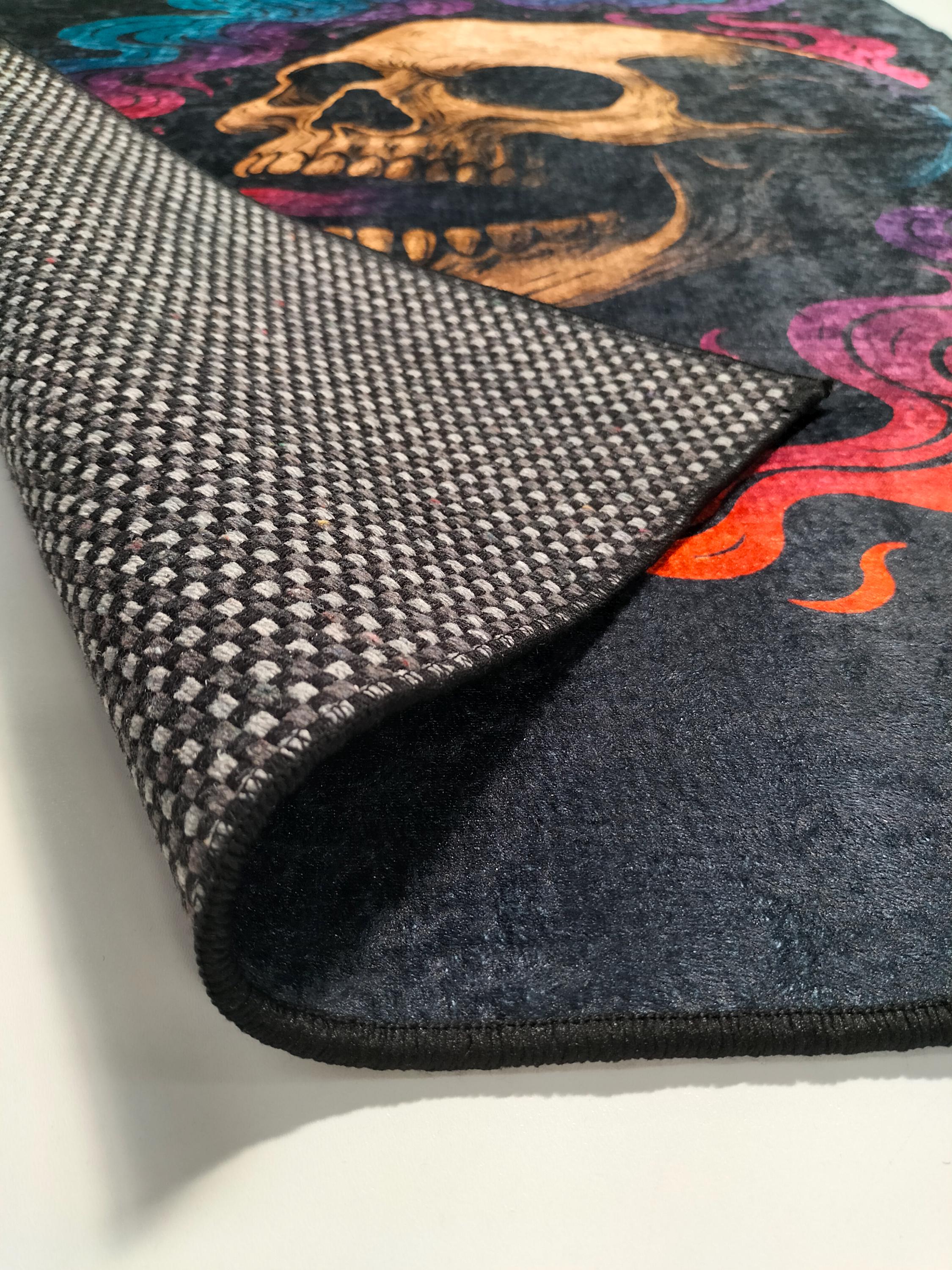 Skull Area Rug: Colorful Smoke Pattern, Non-slip Velvet - Etsy