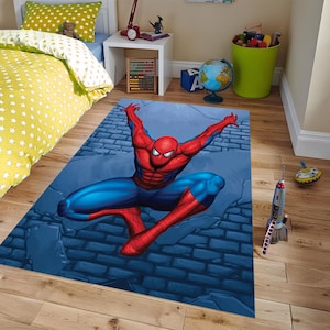 Spider Man Carpet, Spider Man Rug, Spider Man Rug, Spiderman Rug, Spiderman Pattern Rug, Spider Man Pattern Rug, Blue Wall Rug