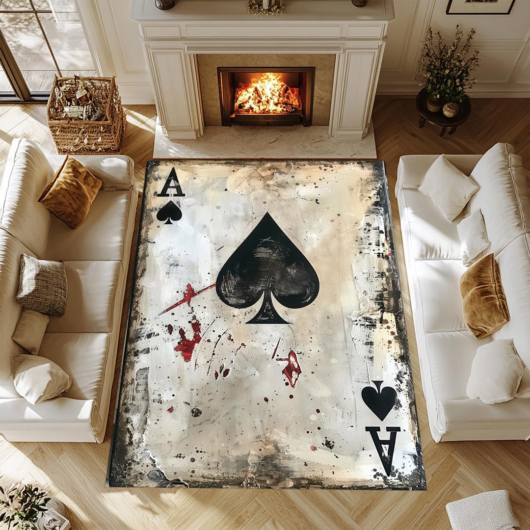 Ace of Spades Poker Rug: Game Room Card Carpet - Etsy