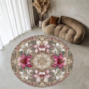 Floral Round Carpet, Floral Round Rug, Flowers Pattern Round Carpet, Flowers Pattern Round Rug, Flowers Round Carpet, Flowers Round Rug