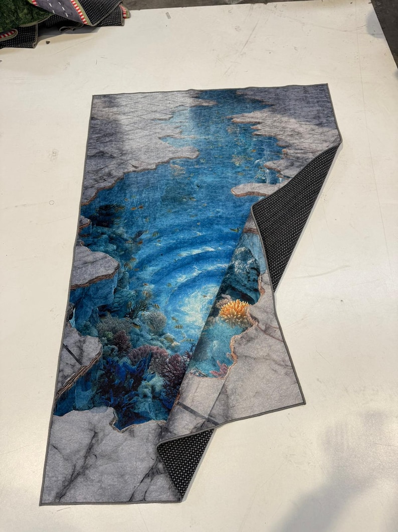 3D Underwater Rug, Huge Crack Carpet, Huge Crack Rug, 3D Looking Carpet, 3D Looking Rug, Optical Illusion Carpet, Optical Illusion Rug image 5