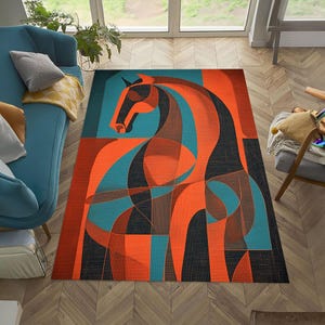 Colorful Horse Rug, Colorful Horse Carpet, Horse Rug, Horse Carpet, Horse Pattern Rug, Horse Pattern Carpet, Horse Area Rug,Animal Decor Rug