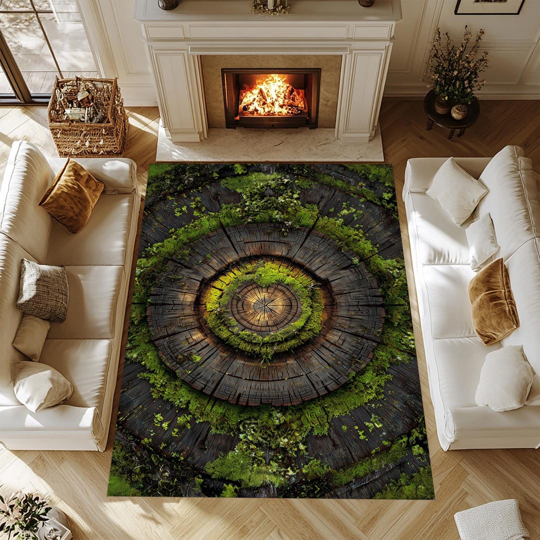 Digital Print Rug Designs Tree Stump Pattern Rug: 3D Digital Print, Non-slip Cotton Base - Etsy