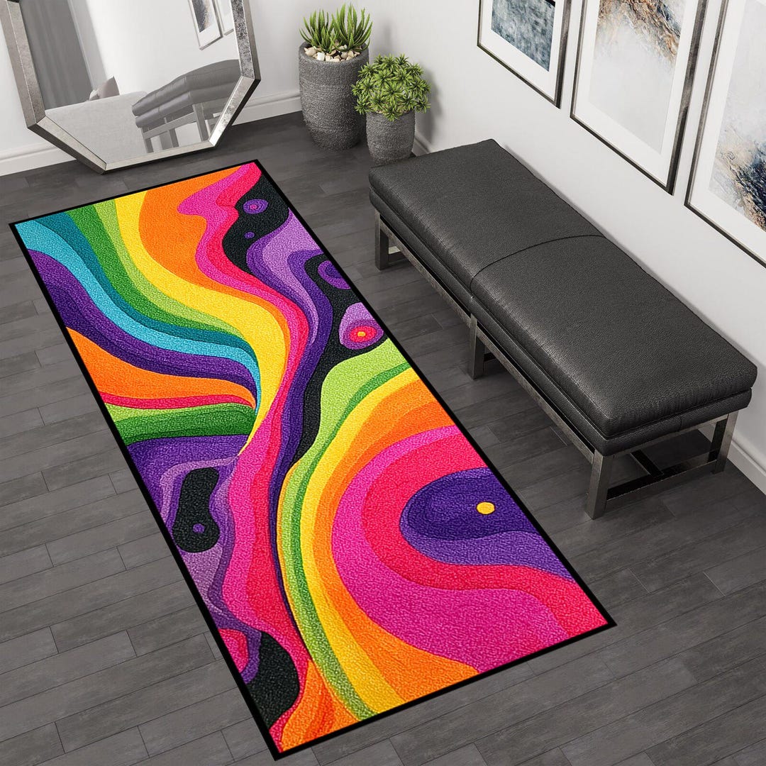 Psychedelic 70s Runner Rug, Psychedelic Runner Rug, 70s Runner Rug ...