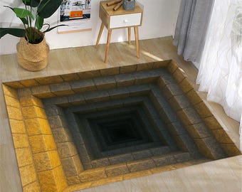 3D Optical Illusion Rug: Hypnotic Tunnel Design
