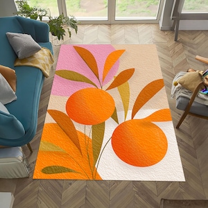 Orange Carpet, Orange Rug, Orange Pattern Rug, Orange Desing Rug, Orange Area Rug, Orange Floor Rug, Orange Decor Rug, Fruit Rug