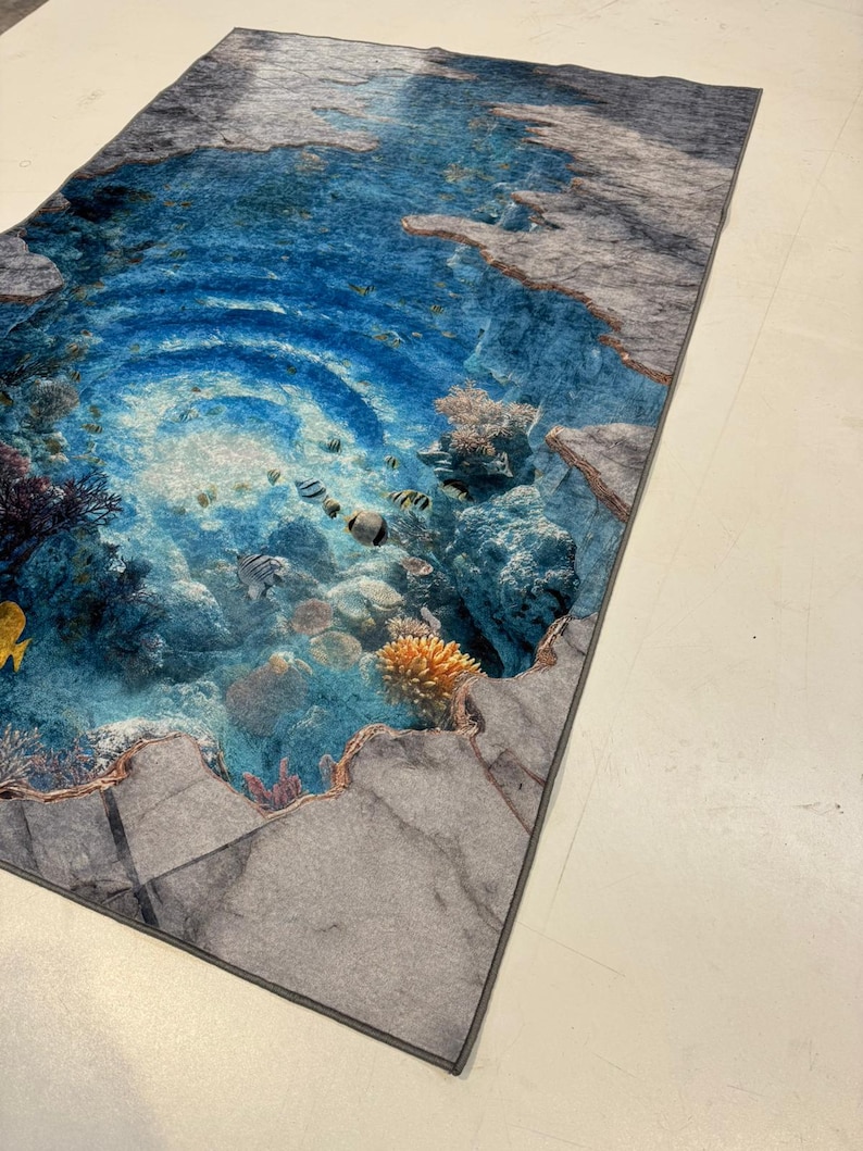 3D Underwater Rug, Huge Crack Carpet, Huge Crack Rug, 3D Looking Carpet, 3D Looking Rug, Optical Illusion Carpet, Optical Illusion Rug image 8