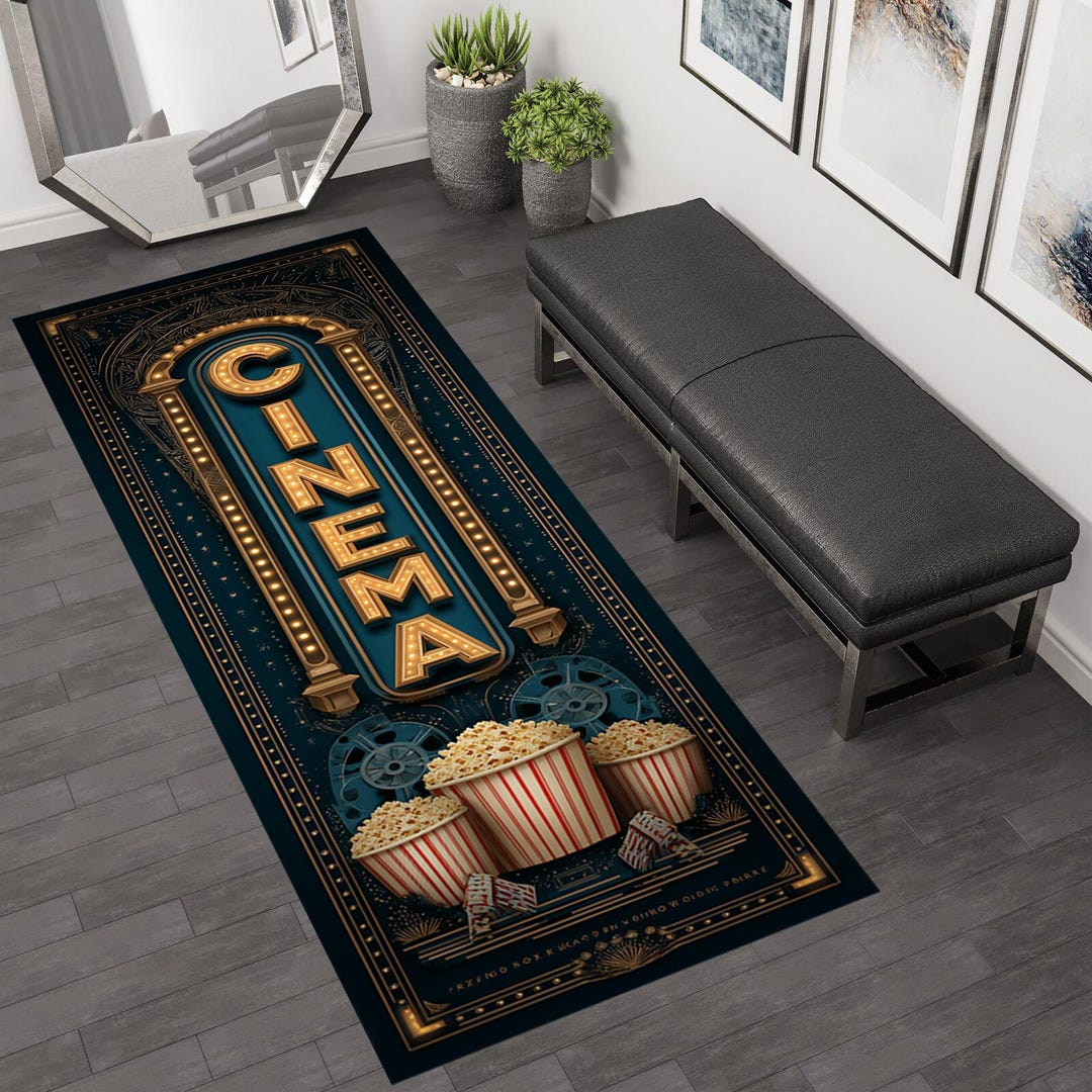 Popcorn Math Runner Rugs Movie Night Runner Rug, Cinema Popcorn Design - Etsy Australia