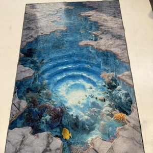 3D Underwater Rug, Huge Crack Carpet, Huge Crack Rug, 3D Looking Carpet, 3D Looking Rug, Optical Illusion Carpet, Optical Illusion Rug image 4