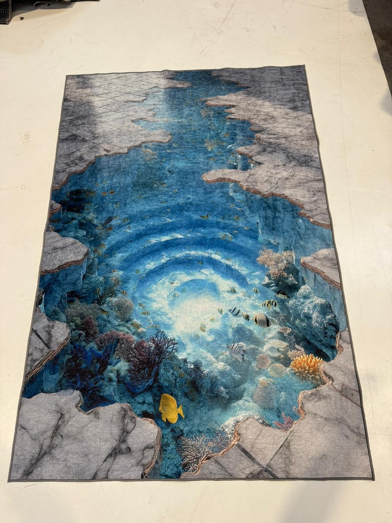 3D Underwater Rug, Huge Crack Carpet, Huge Crack Rug, 3D Looking Carpet, 3D Looking Rug, Optical Illusion Carpet, Optical Illusion Rug image 4