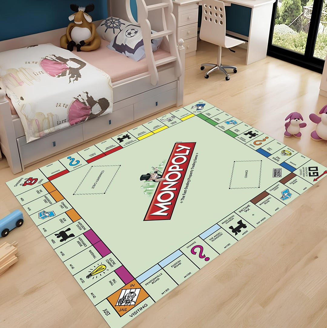Monopaly Rug Monopoly Game Rug: Family Game Room Carpet - Etsy
