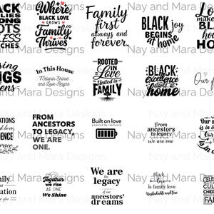 Black Family Quotes Clip Art-bundel, familie clipart, Black Family clipart, instant digitale download, commercieel gebruik