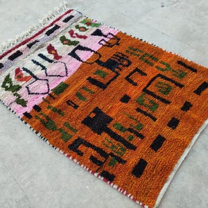 Amazing Moroccan Orange rug Beni ourain, Orange rug, berber rug, Custom rug, handmade rug, rustic area carpet, boho Wool rug, rugs moroccan
