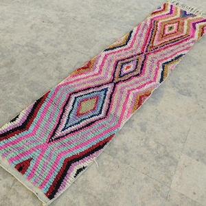 Pink moroccan rug runner; Moroccan Boujaad Rug; Custom Handmade rug, Moroccan wool rug - Berber rug; Custom Size Decorative Striped area rug