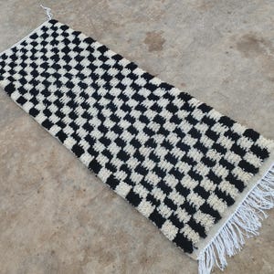 Amazing Checkered black rug, new moroccan rugs, checkered rug runner Entryway, Large black and white checkerboard rug, Custom Moroccan Rug .