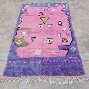 Luxury  made to order Pink and Purple Moroccan Wool rug, Moroccan Handmade Purple rug, pink rug runner, custom rug all size, purple area rug