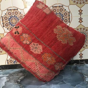 Morrocan Floor Cushion Large, Morrocan Square Floor Pillow, Soft Floor Pillow Pouf, Morrocan Floor Poufs, Moroccan Kilim Pouf Floor vintage