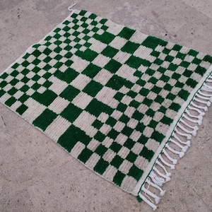 Stunning Moroccan Green and White rug, Checkered Green rug, morrocan rug 5x8, Olive Green rug 9x9, checkerboard Area rug, moroccan rug 8x10