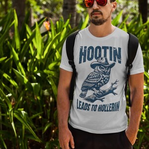 Hootin&#39; Owl Shirt, Funny Gift for Owl Lovers, Nature Enthusiasts, Casual Wear, Birthday, Party, Gifts, Cowboy Shirt