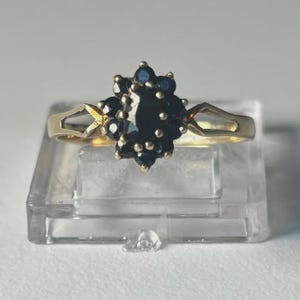 Vintage 9ct Natural Sapphire Flower Ring