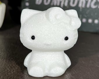 White Jade Kitty Cat Figurine, Hand Carved Crystal Cat Ornament, Spirituaal Ctystal Animal, Gift For Cat Lovers
