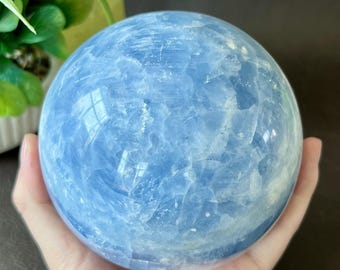 Natural Celestite Sphere, Polished Blue Crystal Ball, Sky Blue Angelic Stone, Throat Chakra & Third Eye Crystal, Home Decor, Spiritual Gifts