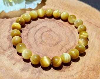 Personalized Golden Rutilated Quartz Bracelet with Custom Gift Box, Healing Crystal Beads Bracelet, Unique Crystal Jewelry Gifts for her