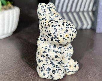 Dalmatian Jasper Hippo Figurine, Cute Crystal Hippo Carving, Spiritual Crystal Animal, Crystal Ornament, Crystal Gifts
