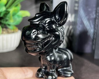 Natural Black Obsidian Donkey Figurine, Hand Carved Crystal Animal Ornament, Gothic Decor, Crystal Display, Spiritual Crystal