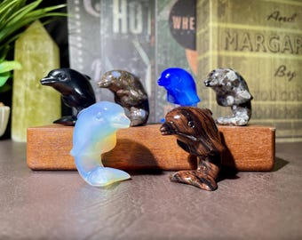 Figura de delfín de cristal natural, esculturas de animales de cristal artesanales, adorables delfines tallados, adornos de mesa, decoración del hogar, regalos de cristal