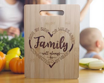 Handmade Pyrography Bamboo Cutting Board: Family Quote