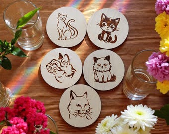 Handmade Pyrography Wooden Coaster: Butterfly Design