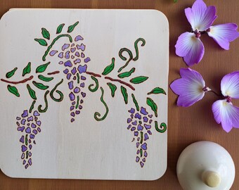 Handmade unique pyrography on wood