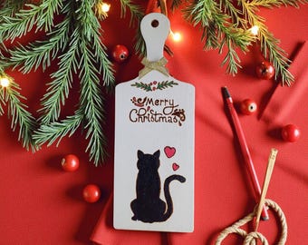 Christmas pyrography featuring cats