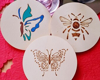 Pyrography by hand - Coasters for all occasions