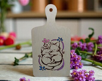 Pyrography Kitten Art: Decorative Wood Paddle