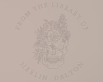 Personalized Skull Book Embosser|Custom Library Stamp|Book Lover Gifts
