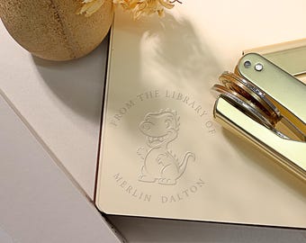 Custom Library Stamp | Dinosaur Library Embosser|frog,crocodile Design |12 Designs