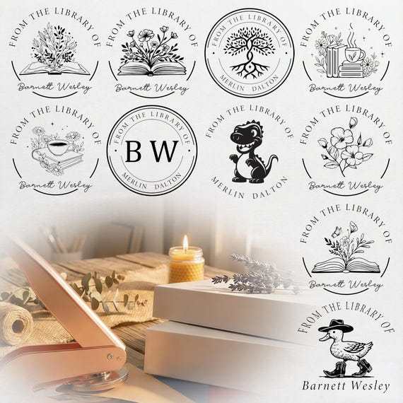Custom Library Stamp | 42mm Metal Book Embosser | Embossing Seal Clamp |  Gift for Bookworms