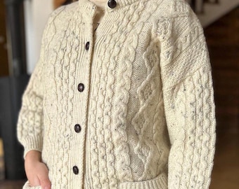 Vtg Pure Wool Cardigan with Pockets, Made in GB, size M