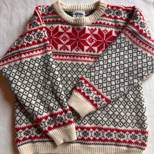 Vtg Voss Norway Wool Sweater | Fair Isle Snowflake Nordic Ski Pullover | Size M