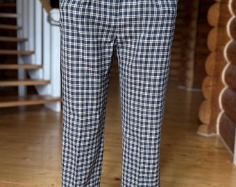 90s Wool Pleated Plaid Pants, made in UK, size 12