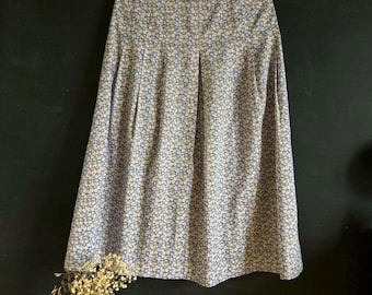 Vintage Floral Cotton Maxi Skirt • High Waist Full Skirt • Romantic Cottagecore Prairie Style, Size US 10 / UK 14