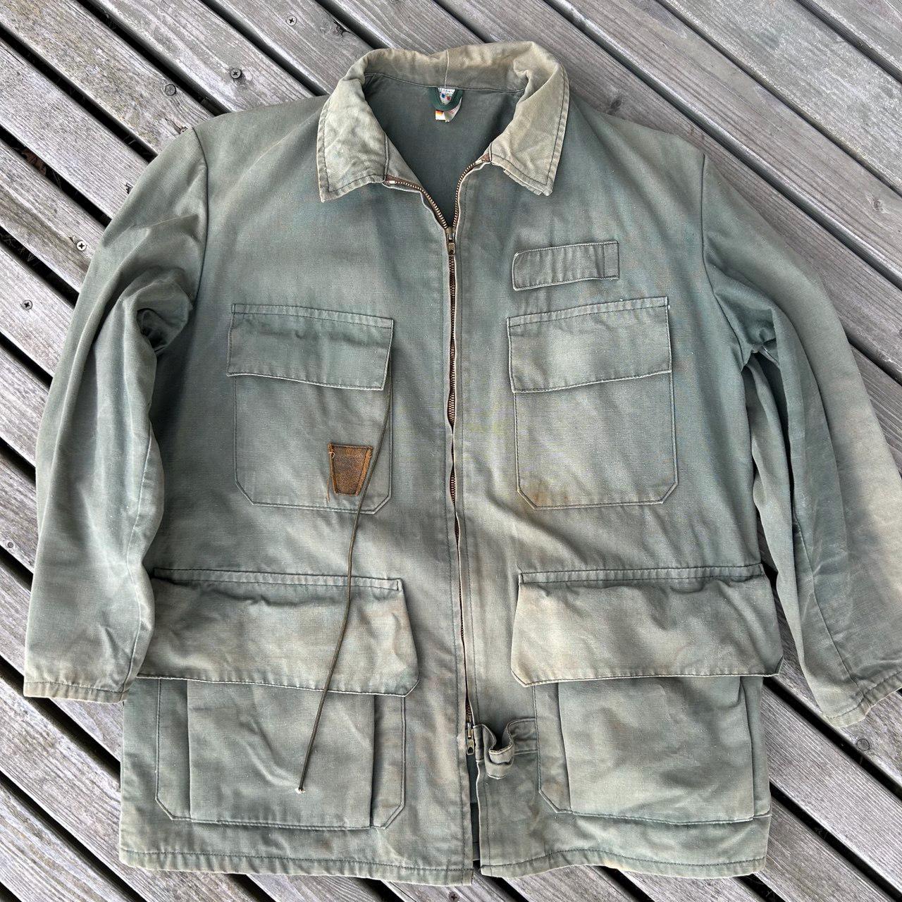80s French Fishermen Field Canva Khaki Patina Multi-pocket Jacket, size M-L
