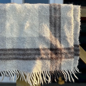 Cobertor xadrez de lã de alpaca Vtg, feito na Itália, 143*105 cm/56"*41"