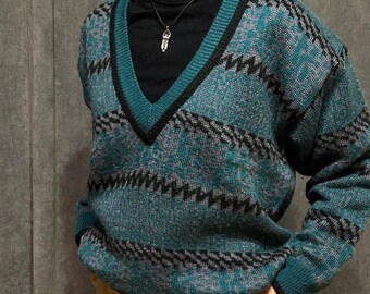 90s V-neck  sweater with pattern, Mexx