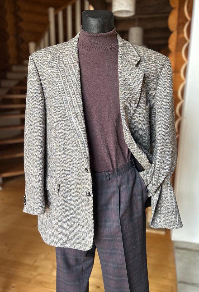 Vtg HarrisTweed Wool Jacket, size XXL-XXXL